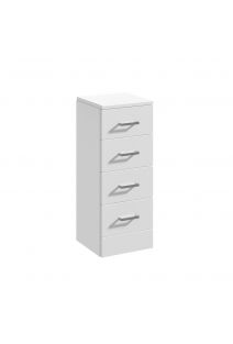 Marolino Four Drawer Floor Standing Slimline Unit 300mm Gloss White