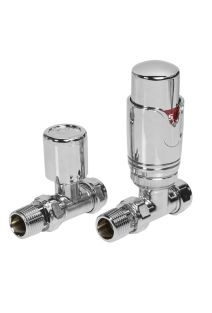 Straight TRV & Lockshield Round Chrome Radiator Valve