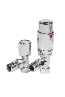 Angled TRV & Lockshield Round Chrome Radiator Valve