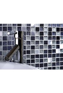 Asmara Fusion Grey Glass & Metal Mosaic Wall Tile 300 x 300mm